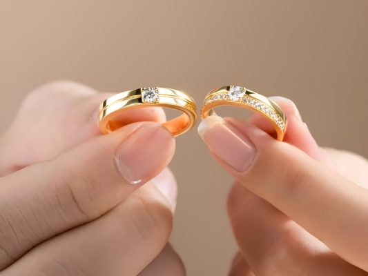 nhẫn cưới vàng 24k khắc tên